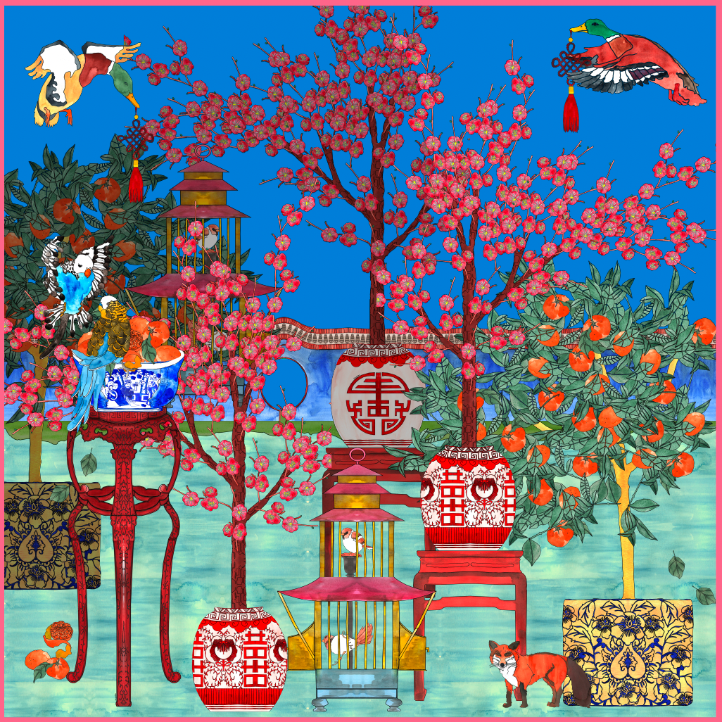 Big Foulard Chinoiserie Blue