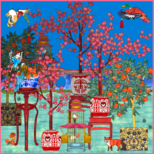 Big Foulard Chinoiserie Blue